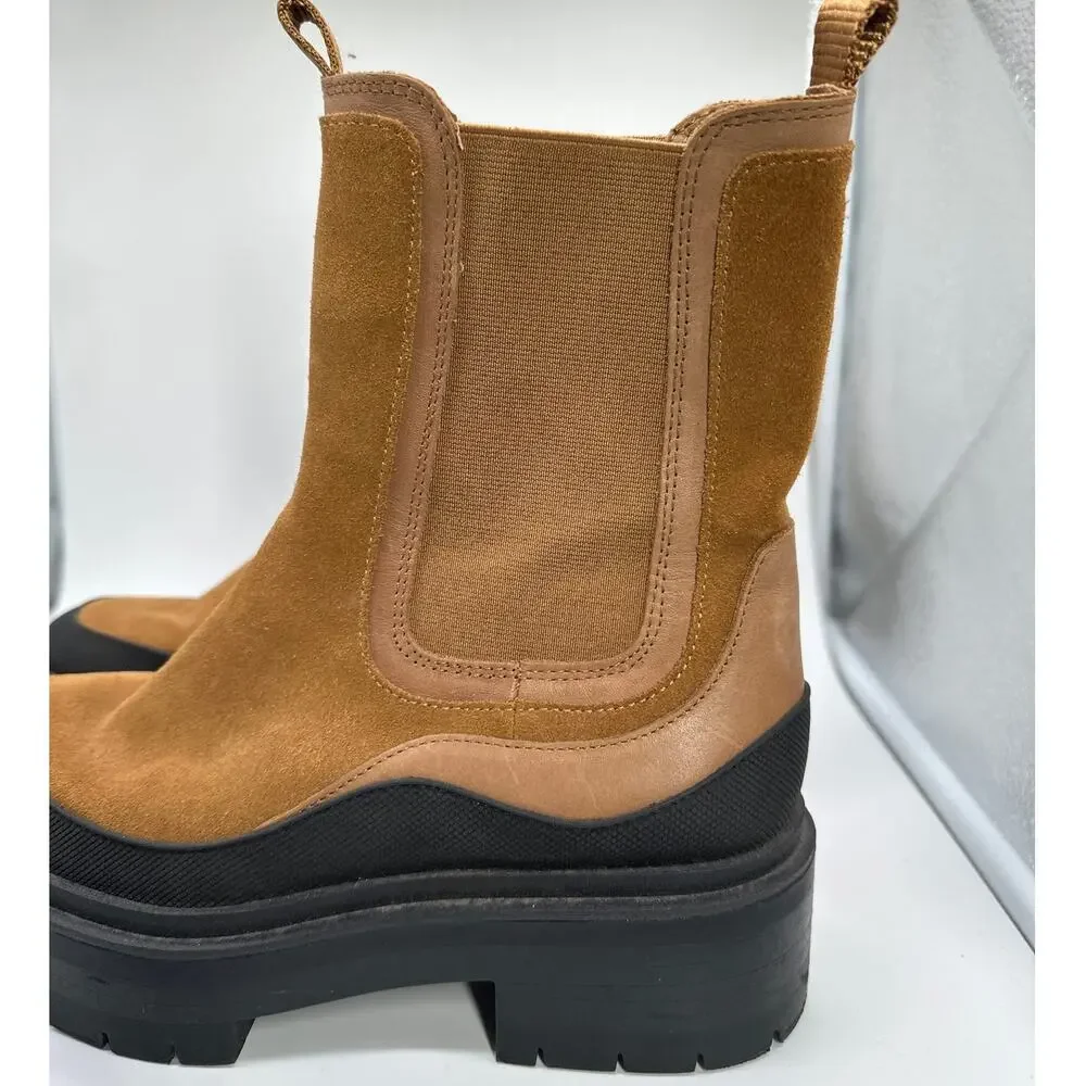 Sam Edelman Lulia Chelsea Boots Camel Suede Brown Water Resistant Sz 7 Pull On - Picture 7 of 10
